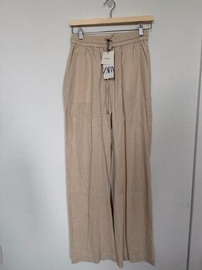 ZARA Tan Drawstring Wide-Leg Men’s Chinos